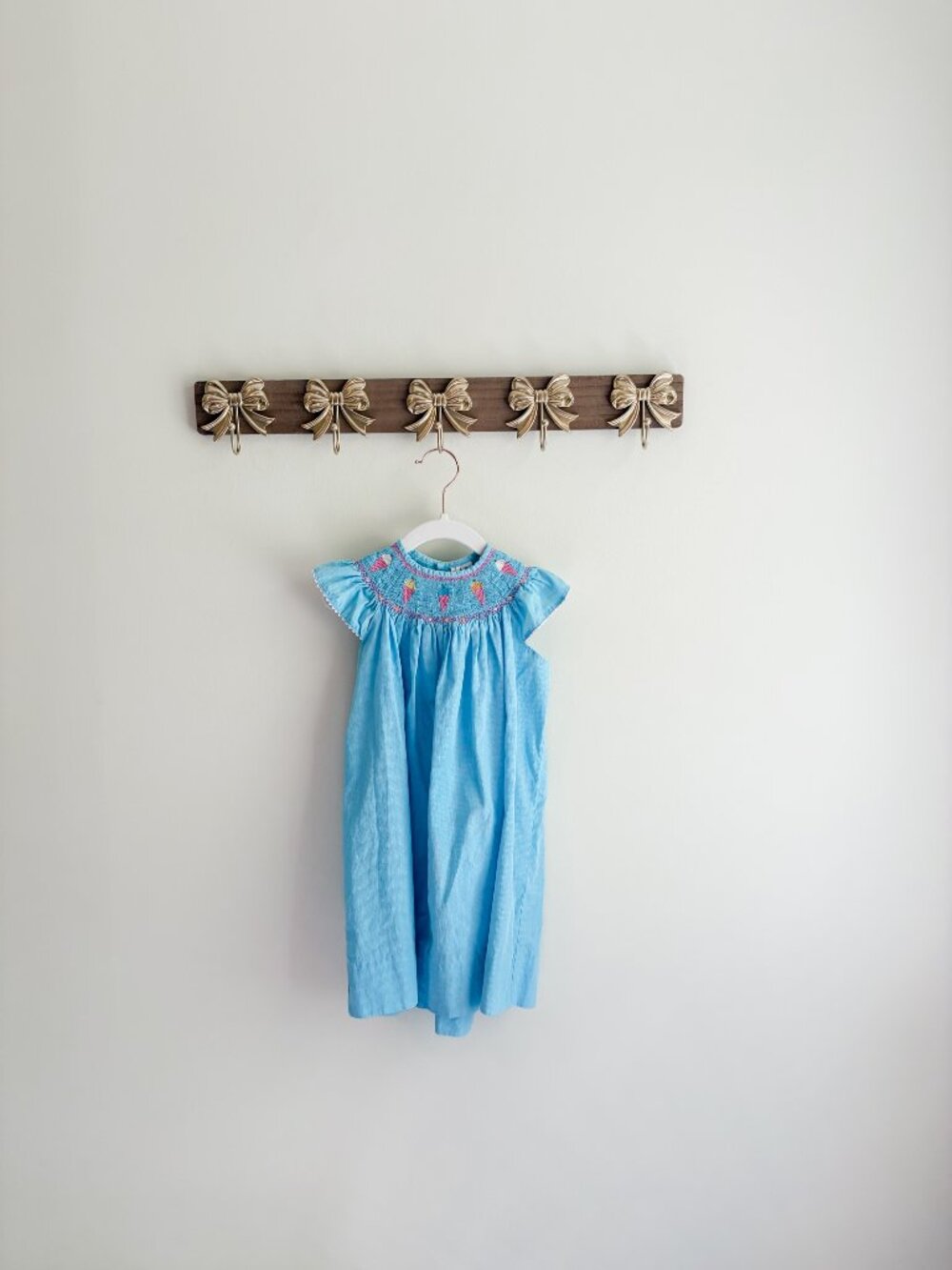 Orient Express Inc Girls Size 2 Blue Smocked Dress with Embroidered Details